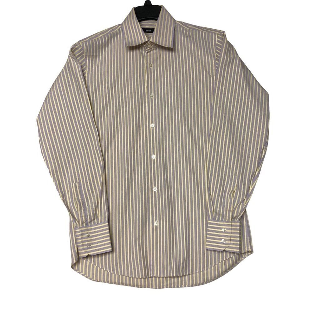 BOSS HUGO BOSS MEN‎ STRIPED  BUTTON LONG SLEEVES SHIRT 15 32-33